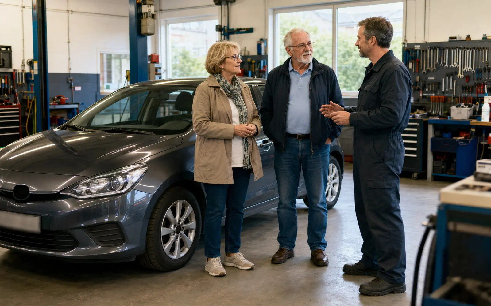 Un conducteur échange avec un professionnel automobile